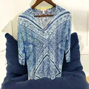 Lilly Pulitzer Jameson Dolman Sleeve Blue‎ Crush Open Water Line Sz XS/S